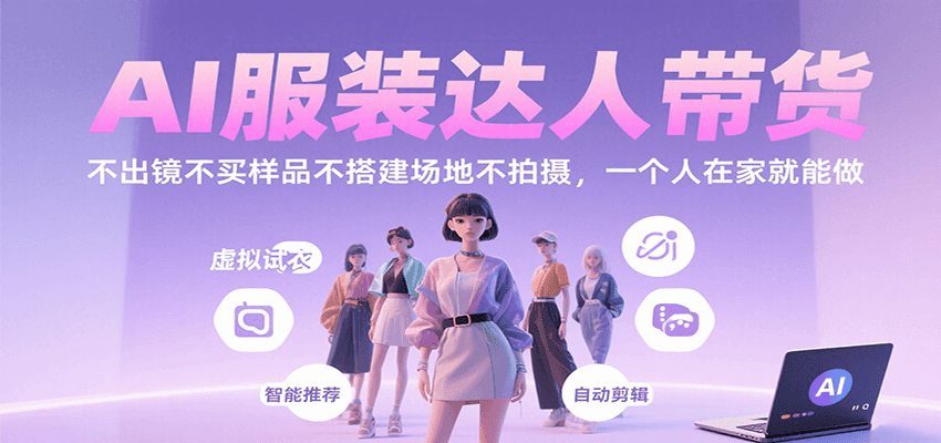 AI服装达人带货,不出镜不买样品不搭建场地不拍摄,一个人在家就能做-聚林创库