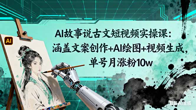 AI故事说古文短视频实操课：涵盖文案创作+AI绘图+视频生成，单号月涨粉10w-聚林创库