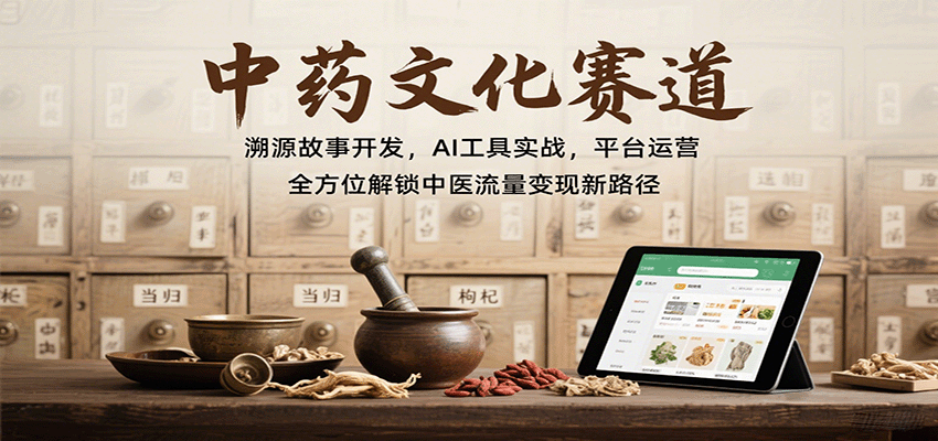 中药文化赛道：溯源故事开发，AI工具实战，平台运营，全方位解锁中医流量变现新路径-聚林创库