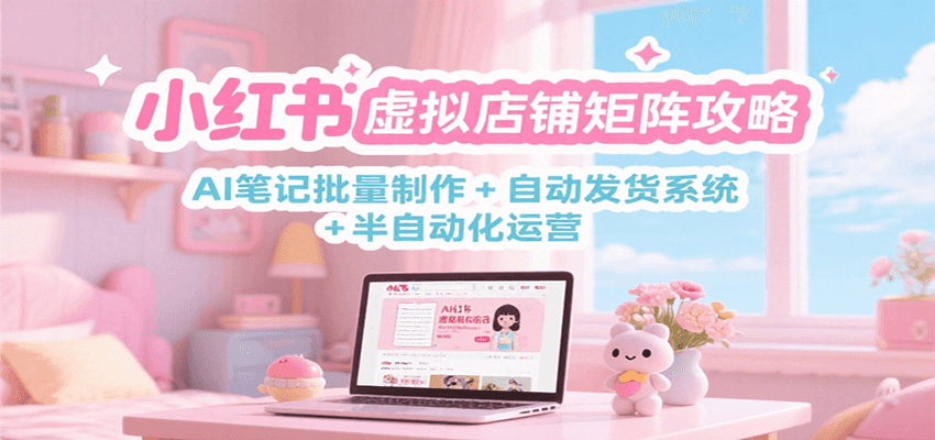 小红书虚拟店铺矩阵攻略：AI笔记批量制作 + 自动发货系统 + 半自动化运营-聚林创库