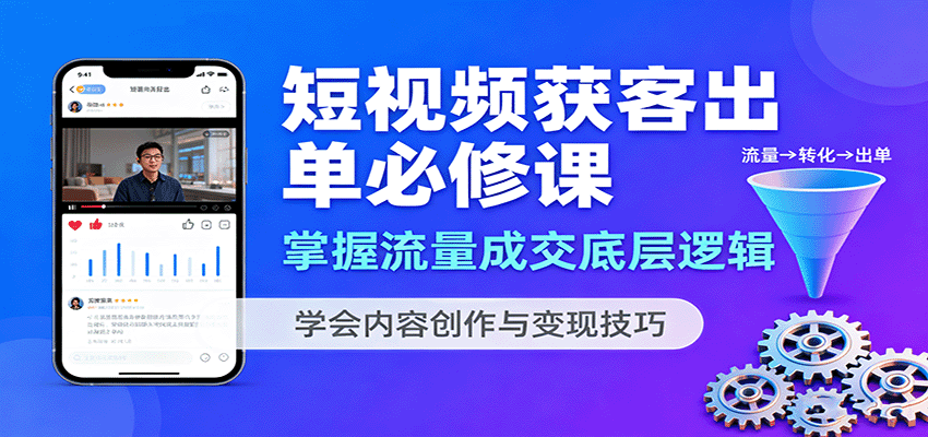 短视频获客出单必修课：掌握流量成交底层逻辑，学会内容创作与变现技巧-聚林创库