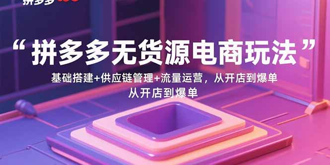 拼多多无货源电商玩法：基础搭建+供应链管理+流量运营，从开店到爆单-聚林创库