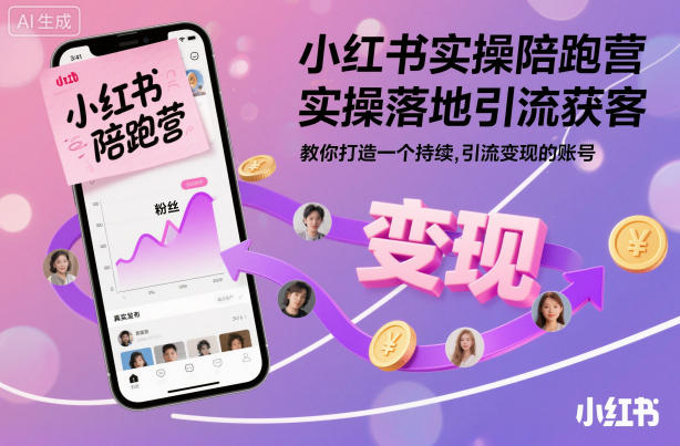 小红书实操陪跑营，实操落地引流获客，教你打造一个持续引流变现的账号-聚林创库