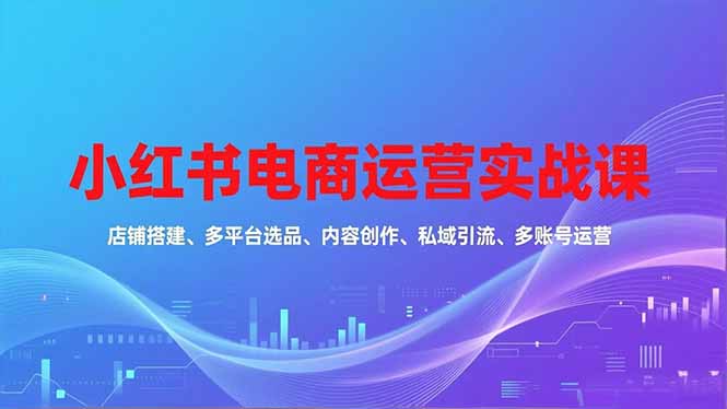 小红书电商运营实战课,店铺搭建、多平台选品、内容创作、私域引流、多账号运营等玩法-聚林创库