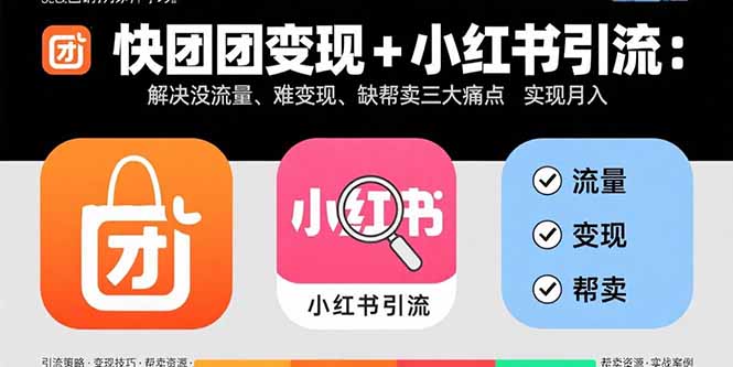 快团团变现+小红书引流:解决没流量、难变现、缺帮卖三大痛点 实现月入3w+-聚林创库