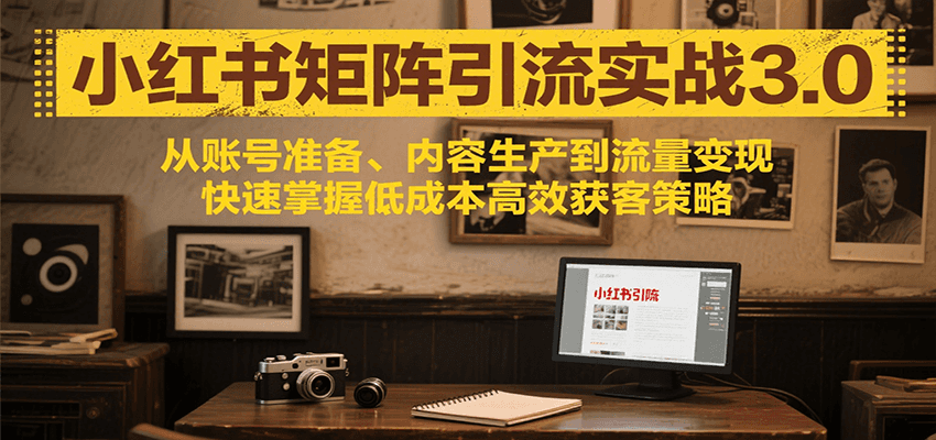 小红书矩阵引流3.0，从账号准备、内容生产到流量变现，快速掌握低成本高效获客策略-聚林创库