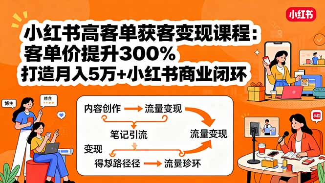 小红书高客单获客变现课程:客单价提升300%,打造月入10万+小红书商业闭环 小红书高客单获客变现课程:客单价提升300%,打造月入10万+小红书商业闭环