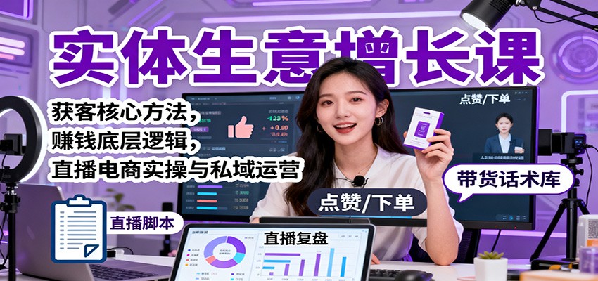 实体生意增长课：获客核心方法，赚钱底层逻辑，直播电商实操与私域运营-聚林创库