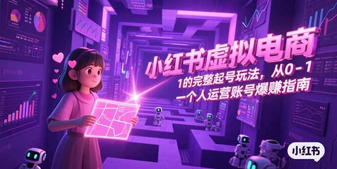 小红书虚拟电商，从0-1的完整起号玩法，一个人运营账号爆赚指南-聚林创库