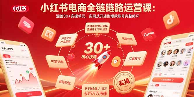 小红书电商全链路运营课:涵盖30+实操单元,实现从开店到爆款账号完整闭环-聚林创库