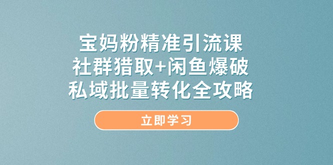 宝妈粉精准引流课，社群猎取+闲鱼爆破，私域批量转化全攻略-聚林创库