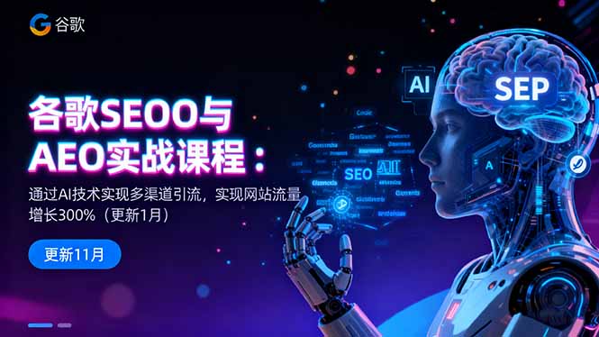 谷歌SEO与AEO实战课程：通过AI技术实现多渠道引流，实现网站流量增长300%-聚林创库