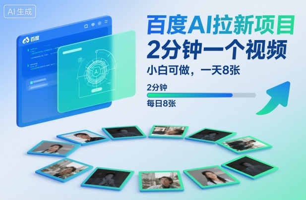 百度AI拉新项目，2分钟一个视频，小白可做，一天8张【附案例+保姆级教程】-聚林创库