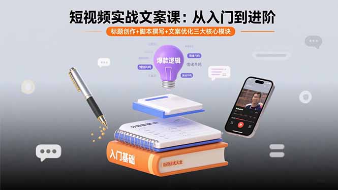 短视频实战文案课:从入门到进阶 标题创作+脚本撰写+文案优化三大核心模块 短视频实战文案课:从入门到进阶 标题创作+脚本撰写+文案优化三大核心模块