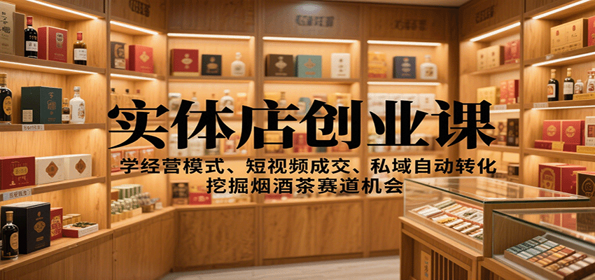 实体店创业课：学经营模式、短视频成交、私域自动转化，挖掘烟酒茶赛道机会-聚林创库