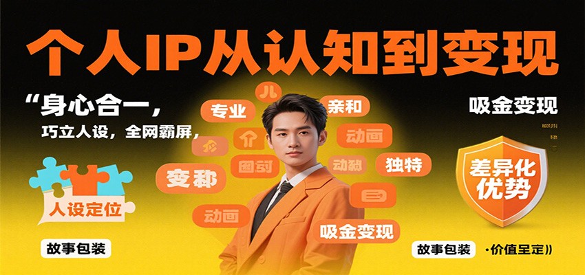 个人IP从认知到变现，身心合一，巧立人设，全网霸屏，吸金变现-聚林创库