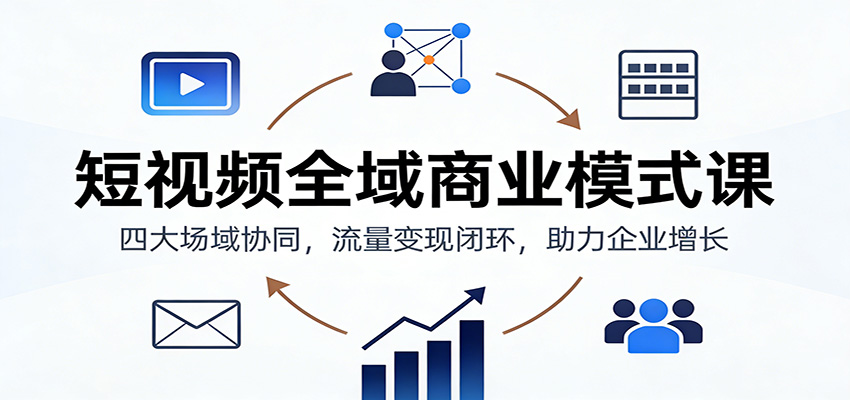 短视频全域商业模式课：四大场域协同，流量变现闭环，助力企业增长-聚林创库