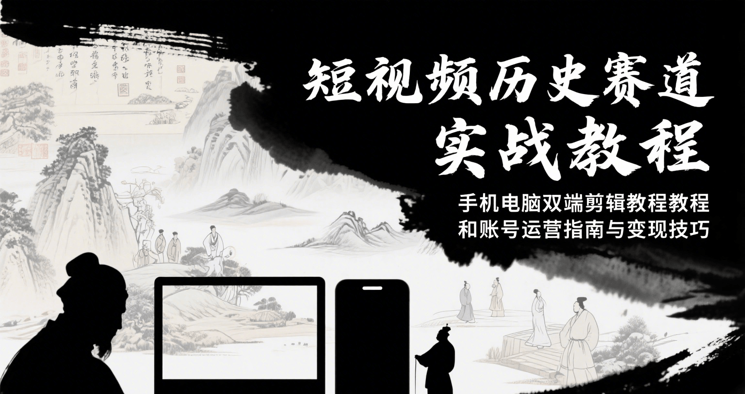 短视频历史赛道实战教程，手机电脑双端剪辑教程和账号运营指南与变现技巧-聚林创库