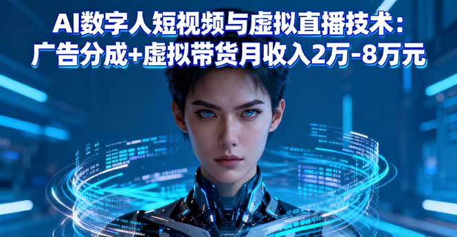 AI数字人短视频与虚拟直播技术:广告分成+虚拟带货月收入2万-8万元-聚林创库