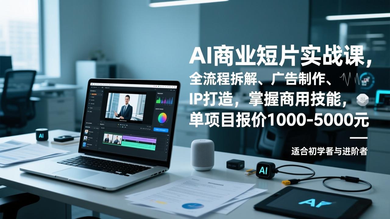 AI商业短片实战课,全流程拆解、广告制作、IP打造,掌握商用技能,单项目报价1000-5000元-聚林创库