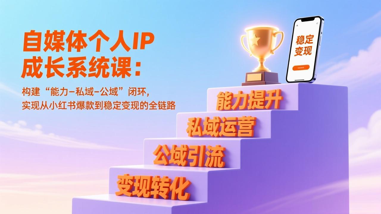 自媒体个人IP成长系统课：构建“能力-私域-公域”闭环，实现从小红书爆款到稳定变现的全链路-聚林创库