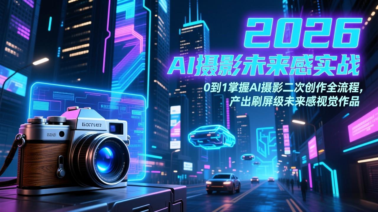 2026 AI摄影未来感实战:0到1掌握AI摄影二次创作全流程,产出刷屏级未来感视觉作品-聚林创库