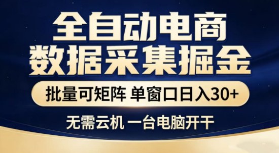 独家电商数据全自动采集项目,批量可矩阵,单窗口轻松日入3张+【揭秘】-聚林创库