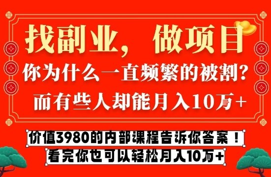 价值3980的网创内部课程,告诉你互联网创业月入10个W的秘密【揭秘】-聚林创库