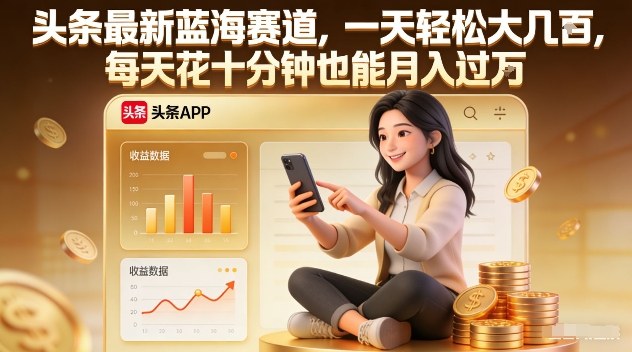头条最新蓝海赛道，一天轻松大几张，每天花十分钟也能月入过1W【揭秘】-聚林创库