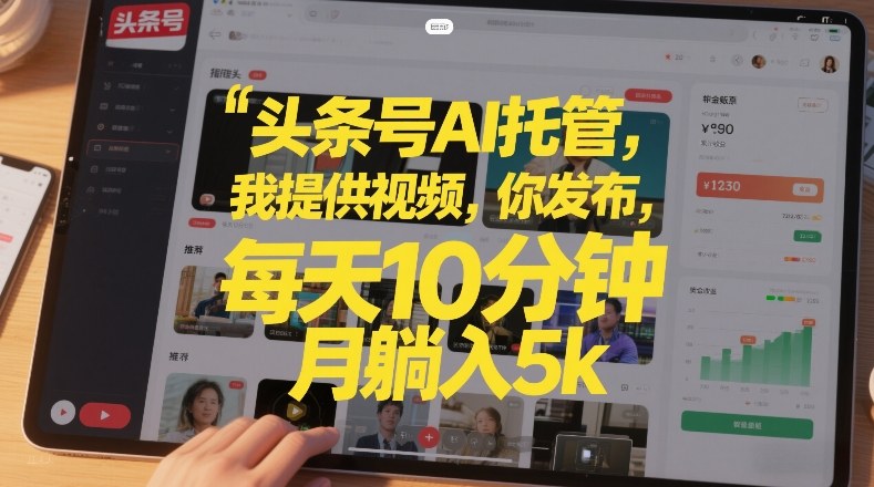 头条号AI托管，我提供视频，你发布，每天10分钟，月躺入5k+【揭秘】-聚林创库