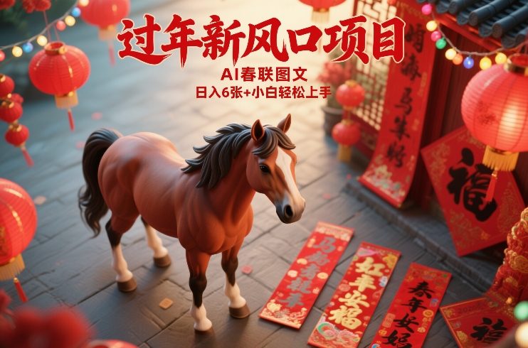 过年新风口项目,用ai春联图文,日入6张+小白轻松上手【揭秘】-聚林创库