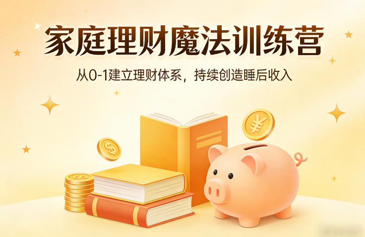 家庭理财魔法训练营，从0-1建立理财体系，持续创造睡后收入-聚林创库