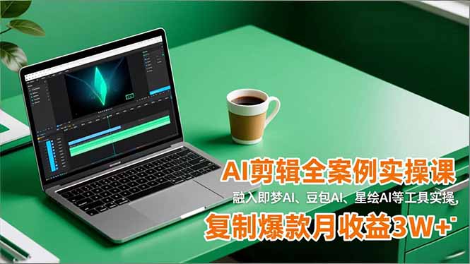 AI剪辑全案例实操课,融入即梦AI、豆包AI、星绘AI等工具实操,复制爆款月收益3W+-聚林创库