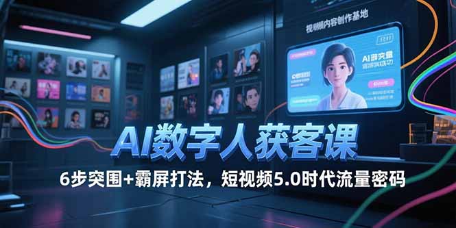 AI数字人获客课,6步突围+霸屏打法,短视频5.0时代流量密码-聚林创库