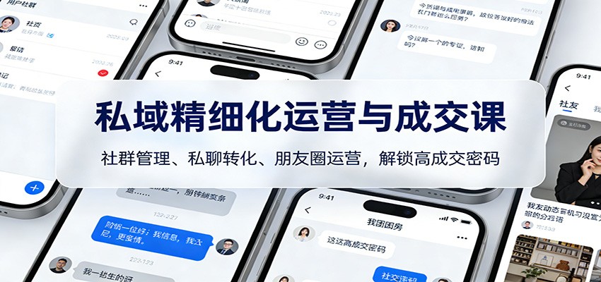 私域精细化运营与成交课:社群管理、私聊转化、朋友圈运营,解锁高成交密码-聚林创库