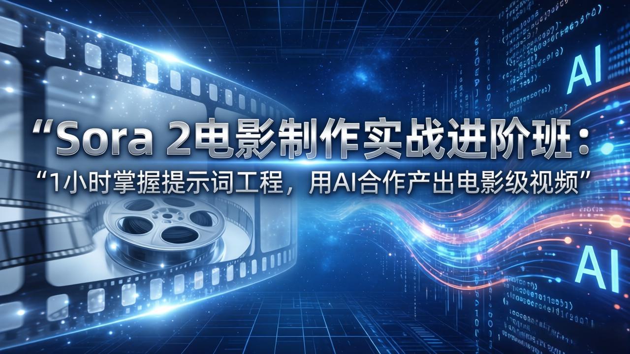 Sora 2电影制作实战进阶班:1小时掌握提示词工程,用AI合作产出电影级视频-聚林创库