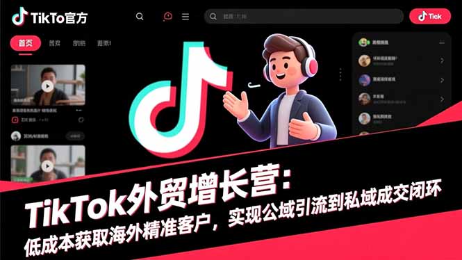 TikTok外贸增长营:低成本获取海外精准客户,实现公域引流到私域成交闭环-聚林创库