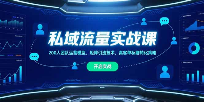 私域流量实战课，200人团队运营模型，矩阵引流技术，高客单私聊转化策略-聚林创库