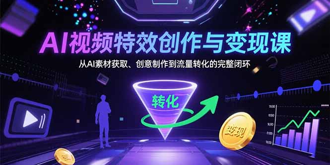 AI视频特效创作与变现课：从AI素材获取、创意制作到流量转化的完整闭环-聚林创库