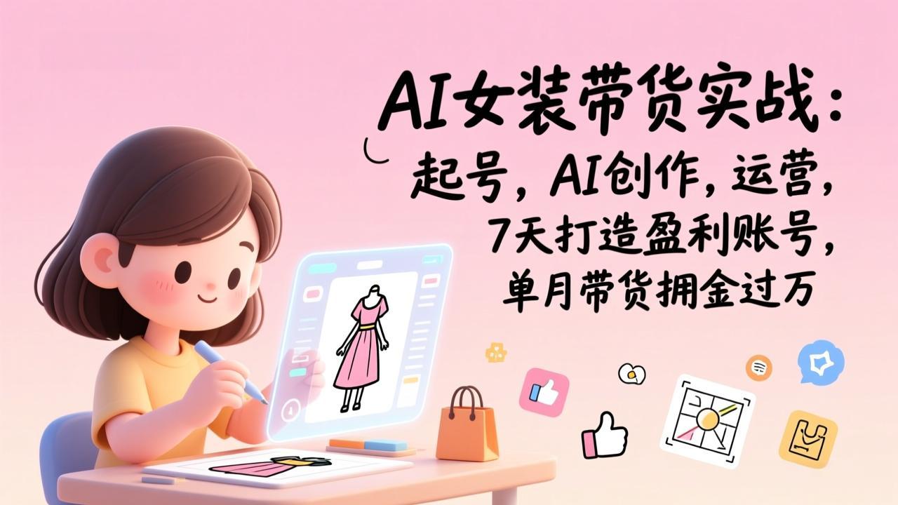 AI女装带货实战:起号,AI创作,运营,7天打造盈利账号,单月带货佣金过万-聚林创库