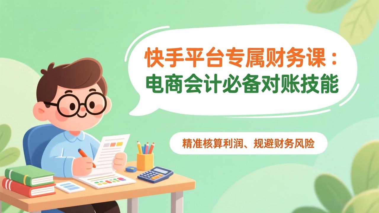 快手平台专属财务课:电商会计必备对账技能,精准核算利润、规避财务风险-聚林创库