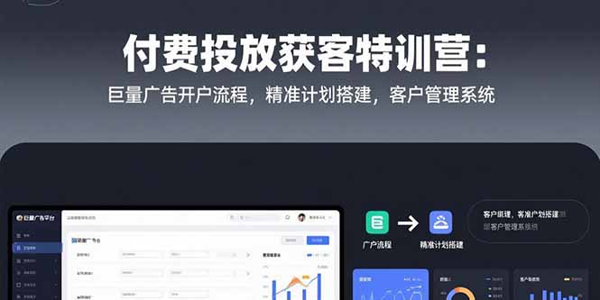 付费投放获客特训营：巨量广告开户流程，精准计划搭建，客户管理系统-聚林创库