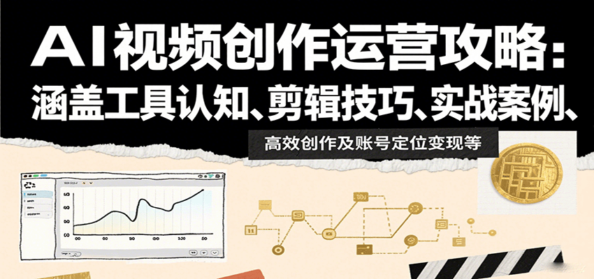 AI视频创作运营攻略:涵盖工具认知、剪辑技巧、实战案例、高效创作及账号定位变现等-聚林创库