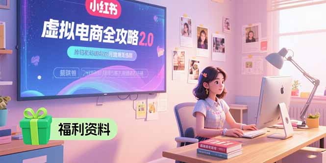 虚拟电商全攻略2.0，开店选品实操流程，账号定位、货源发布、笔记发布技巧-聚林创库