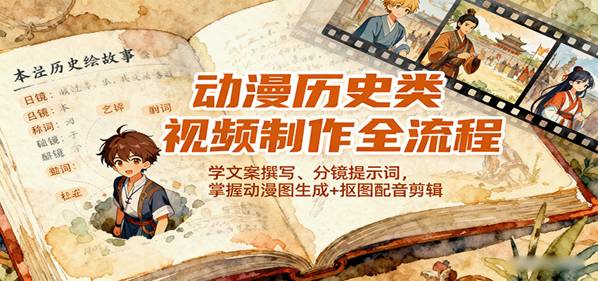 历史动漫短视频项目：从文案撰写到视频剪辑全流程，多平台分成计划-聚林创库