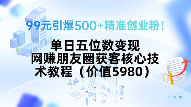 99元引爆500+精准创业粉！单日五位数变现，网赚朋友圈获客核心技术教程...-聚林创库