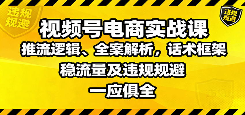 视频号电商实战课：推流逻辑、全案解析，话术框架，稳流量及违规规避等-聚林创库