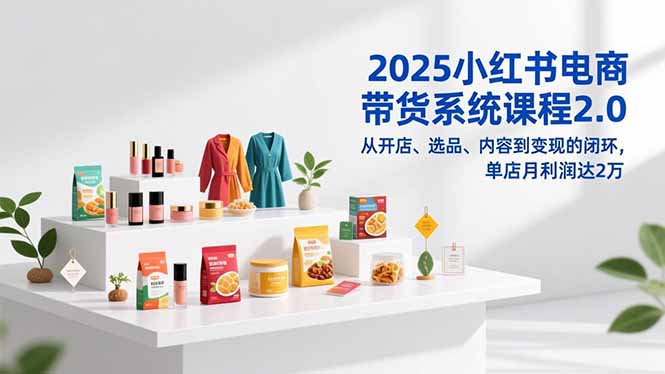 2025小红书电商带货系统课程2.0，从开店、选品、内容到变现的闭环，单店月利润达2万-聚林创库