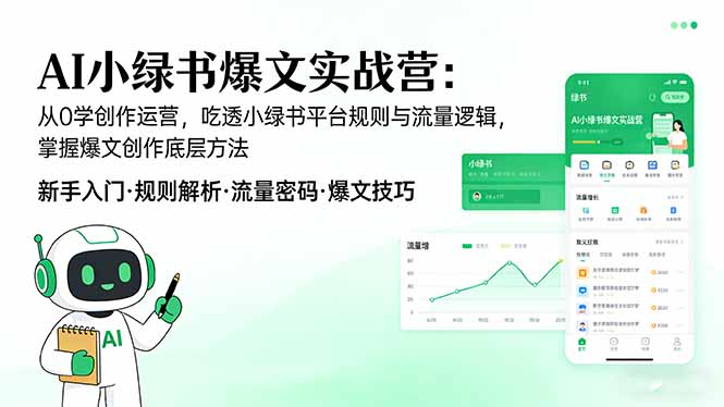 AI 小绿书爆文实战营：从0学创作运营，吃透小绿书平台规则与流量逻辑，掌握爆文创作底层方法-聚林创库