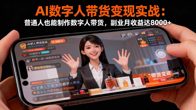 AI数字人带货变现实战：普通人也能制作数字人带货，副业月收益达8000+-聚林创库